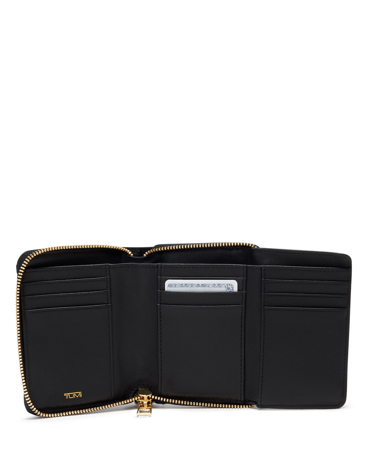 TUMI Voyageur Slg TRI-FOLD ZIP-AROUND  Black/Gold