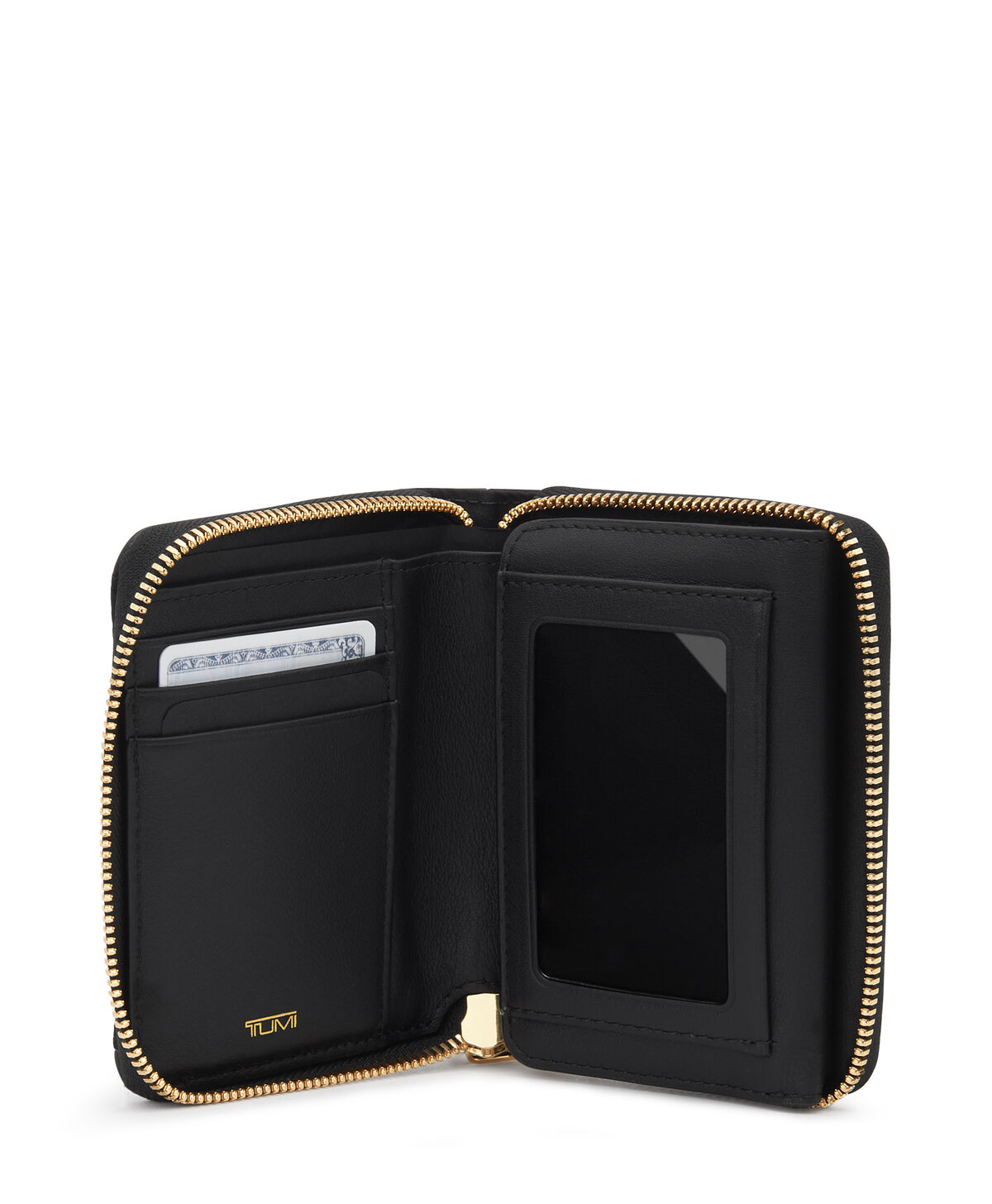 TUMI Voyageur Slg TRI-FOLD ZIP-AROUND  Black/Gold